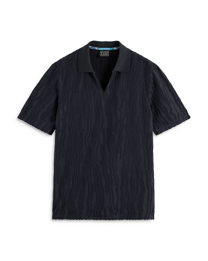 

Джерси поло с открытым воротником и жаккардовым узором Scotch & Soda, черный