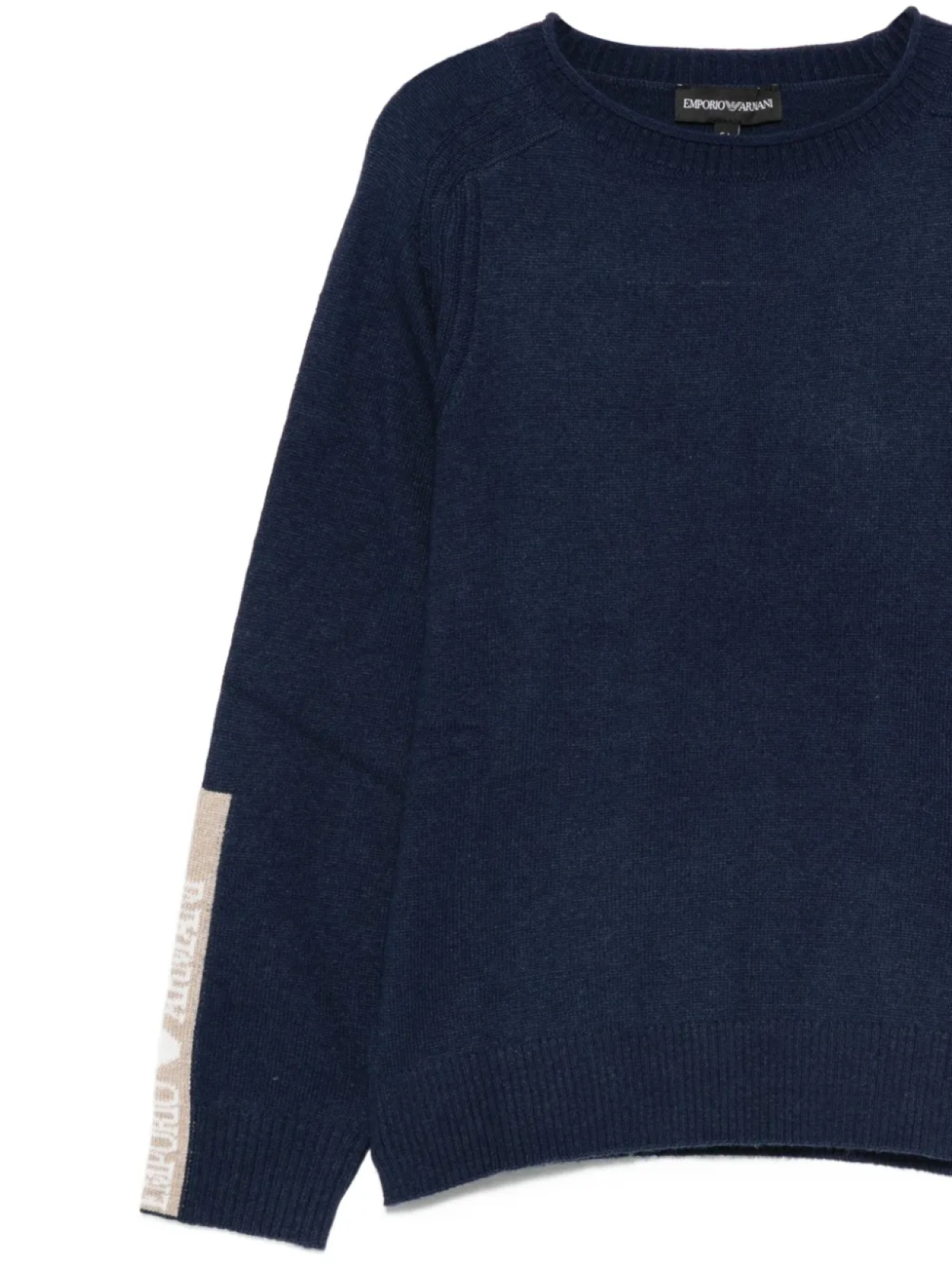 Джемпер Emporio Armani Kids с круглым вырезом и логотипом, синий — фото 3