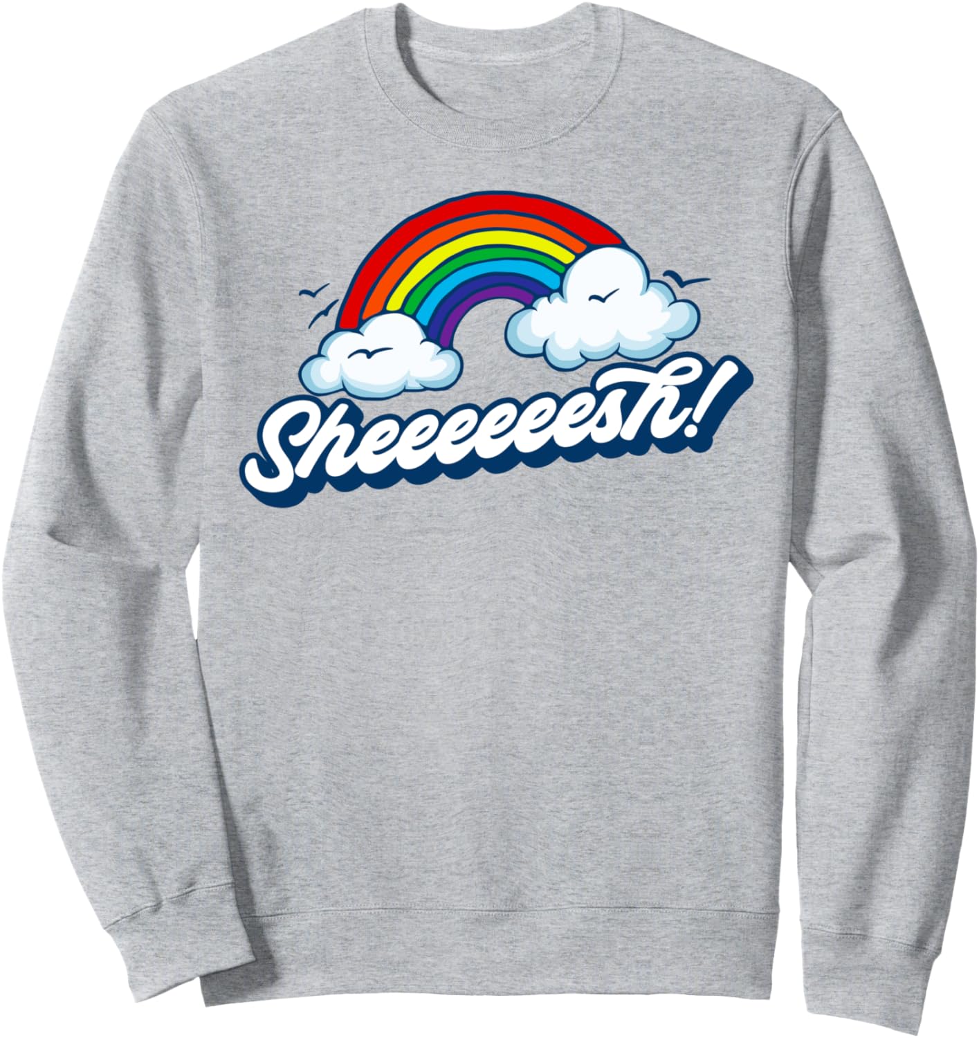 

Забавная трендовая толстовка с восклицательным знаком в стиле 80-х и радужными принтами The Robot Ranger - Fun Apparel & Gifts, серый