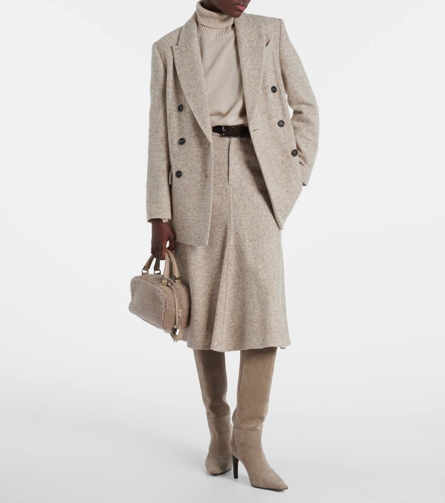 Юбка миди из шерсти и шелка Monili Brunello Cucinelli, Beige Freddo/Panama — фото 2