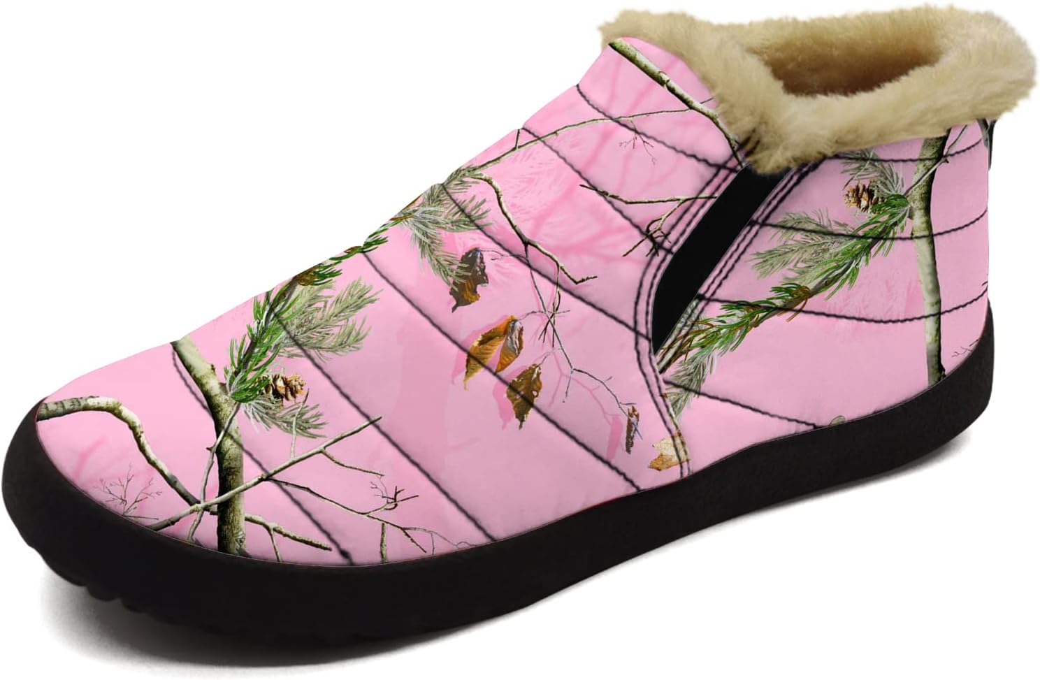 

Мужские и женские зимние ботинки с камуфляжным узором, низкие модные кроссовки, ботильоны на мягкой подошве, подарок на День святого Валентина Ximem, розовый