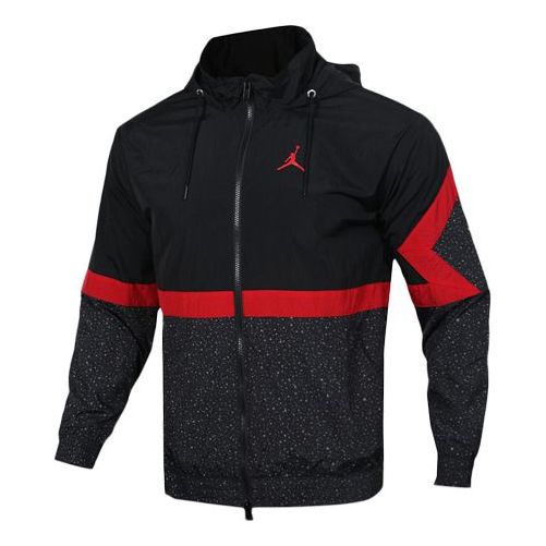 

Куртка Air Jordan Diamond Cement Jacket Running Training Sports Hooded Jacket Black Red, черный