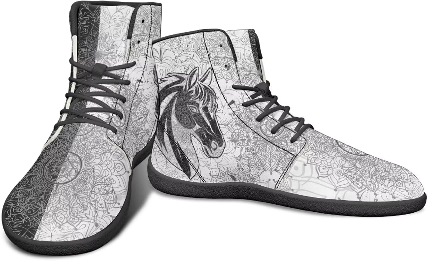 

Мужские ультрагибкие кроссовки с анималистическим принтом, высокие, на резиновой подошве, черно-белые, с мандалой, для бега Watdotory