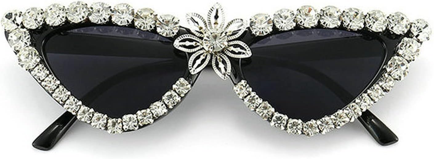 

Роскошные солнцезащитные очки с блестящими стразами для женщин, винтажные очки «кошачий глаз» с бриллиантами, модные женские очки с защитой от УФ-излучения UV400 COTIA, White