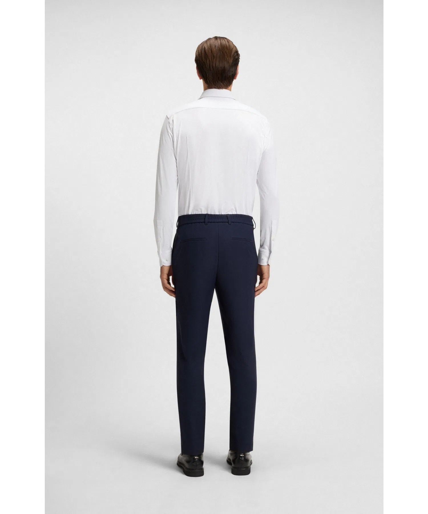 Мужская рубашка BOSS Slim Fit из текстурированного нейлона чёрная — фото 3