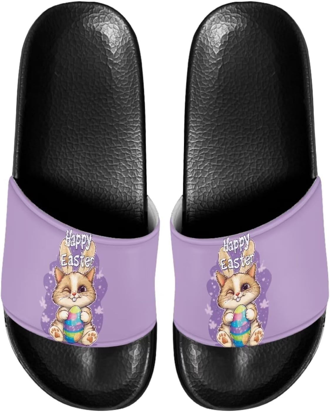 

Тапочки для женщин и мужчин, нескользящие, быстро сохнущие, для душа, сандалии для ванной Judentidos, Happy Easter Cute Rabbit