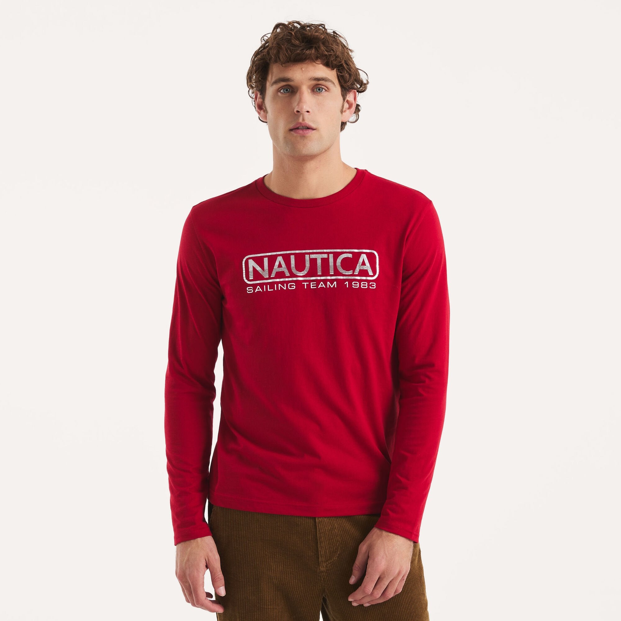 

Футболка с длинным рукавом и принтом Nautica Mens, цвет nautica red