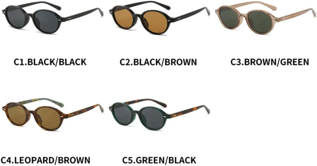 

Роскошные солнцезащитные очки в маленькой оправе с овальными заклепками для женщин и мужчин, модные, с защитой от УФ-излучения UV400 TOIPASTN, Black Brown