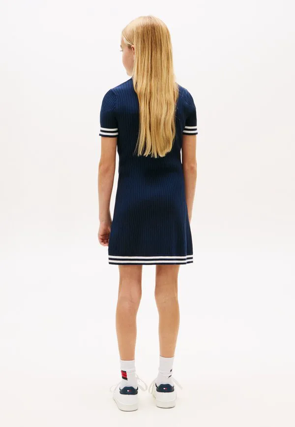 Платье-Сарафан с короткими рукавами и вышивкой логотипа Tommy Hilfiger, Dark Night Navy — фото 3