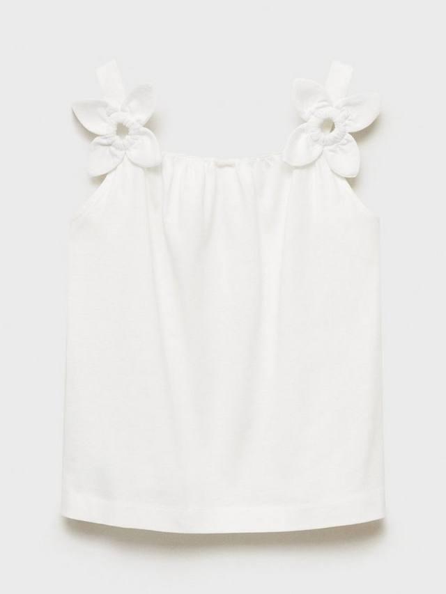 

Детский топ с цветочным декором из хлопка Mango, Natural White