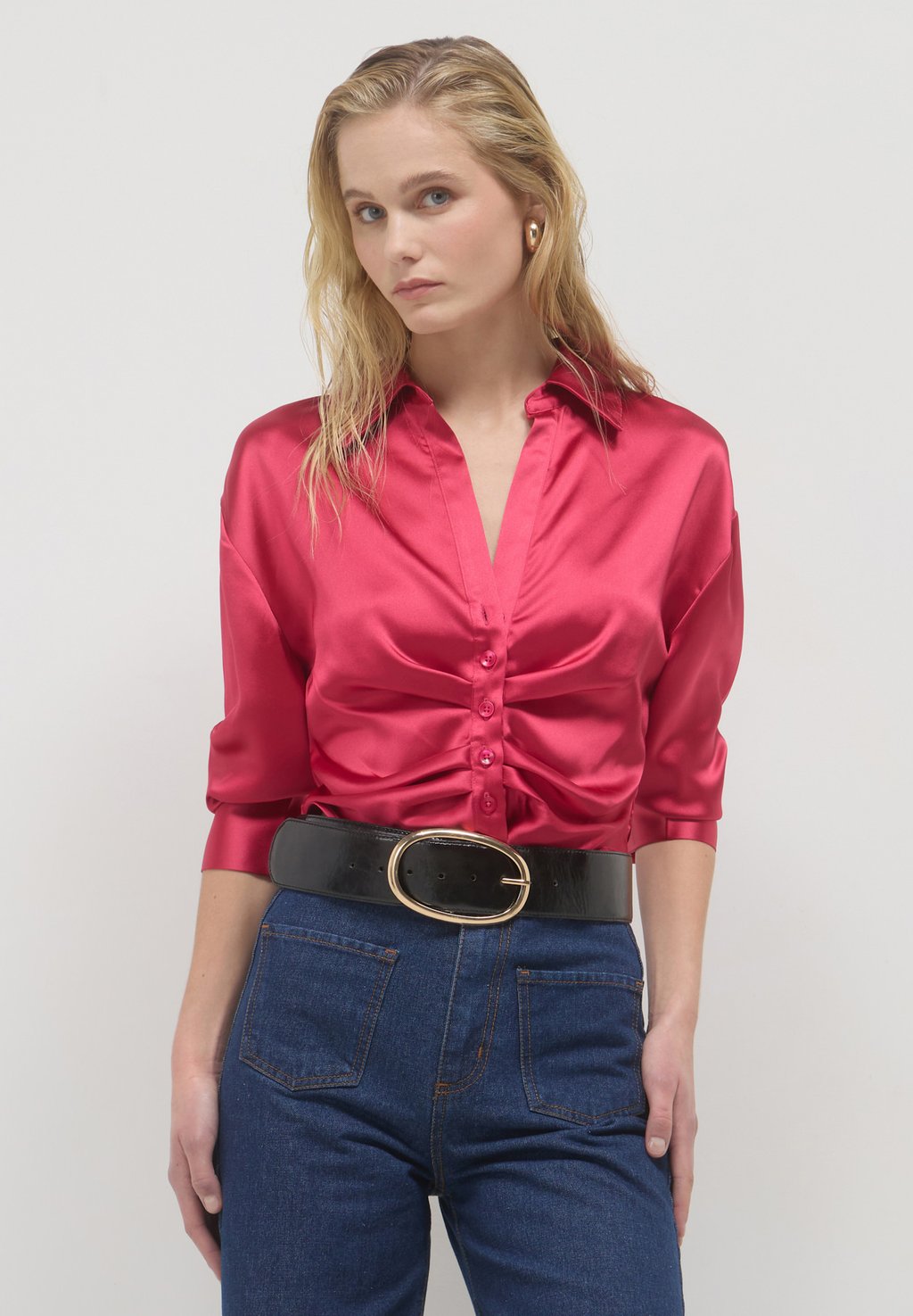 

Блузка на пуговицах CROP SIMIL CON ARRICCIO Calliope, розовый
