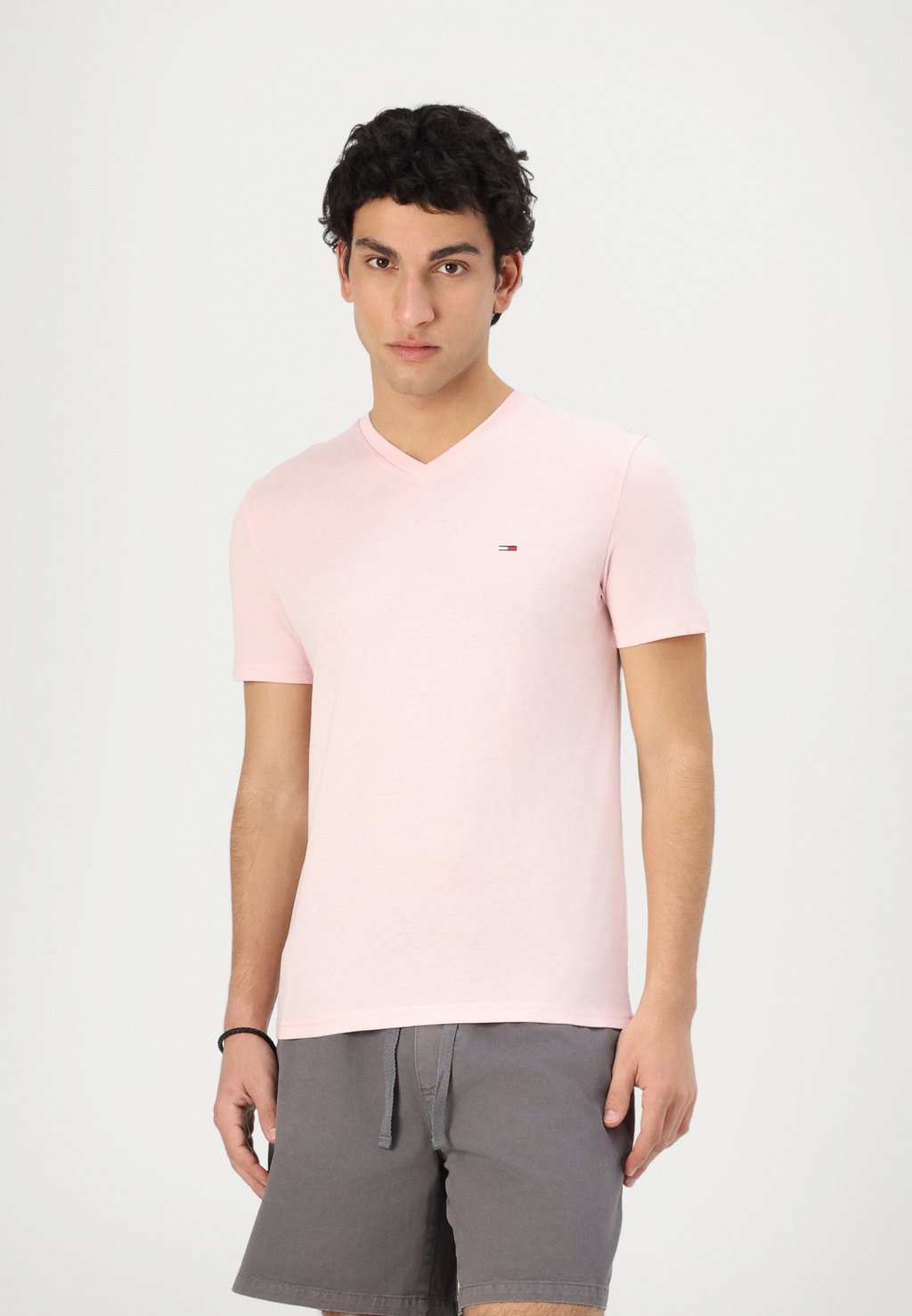 

Базовая футболка SLIM JASPE V NECK TEE Tommy Jeans, розовый