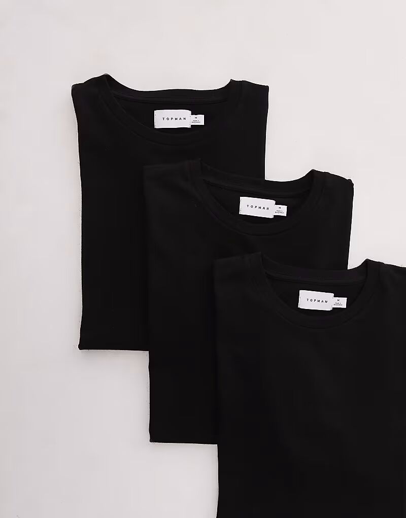 

Комплект из 3 футболок Topman Regular Fit черного цвета