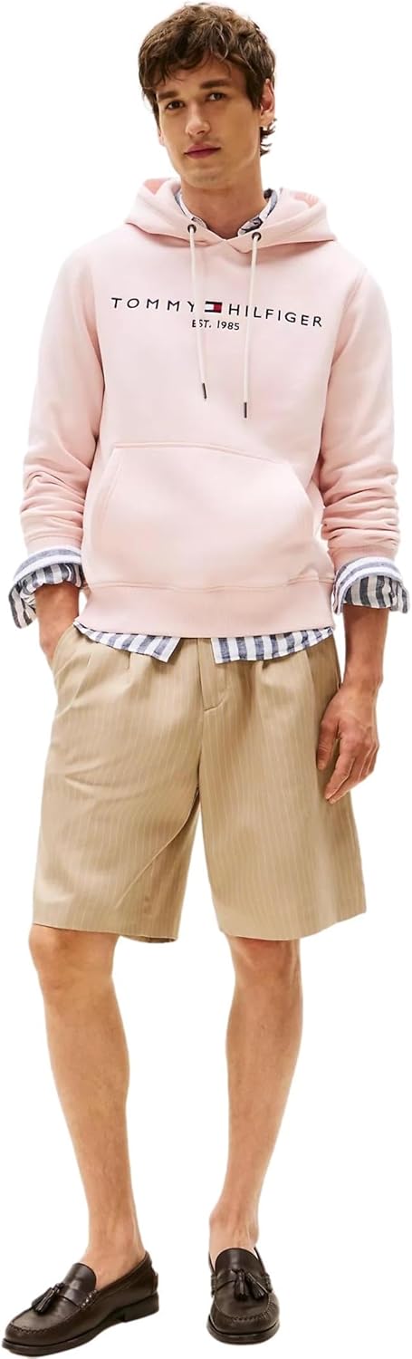 

Мужская культовая флисовая толстовка с вышитым логотипом Tommy Hilfiger, коллекция 2024, размер M, черный, Whimsy Pink