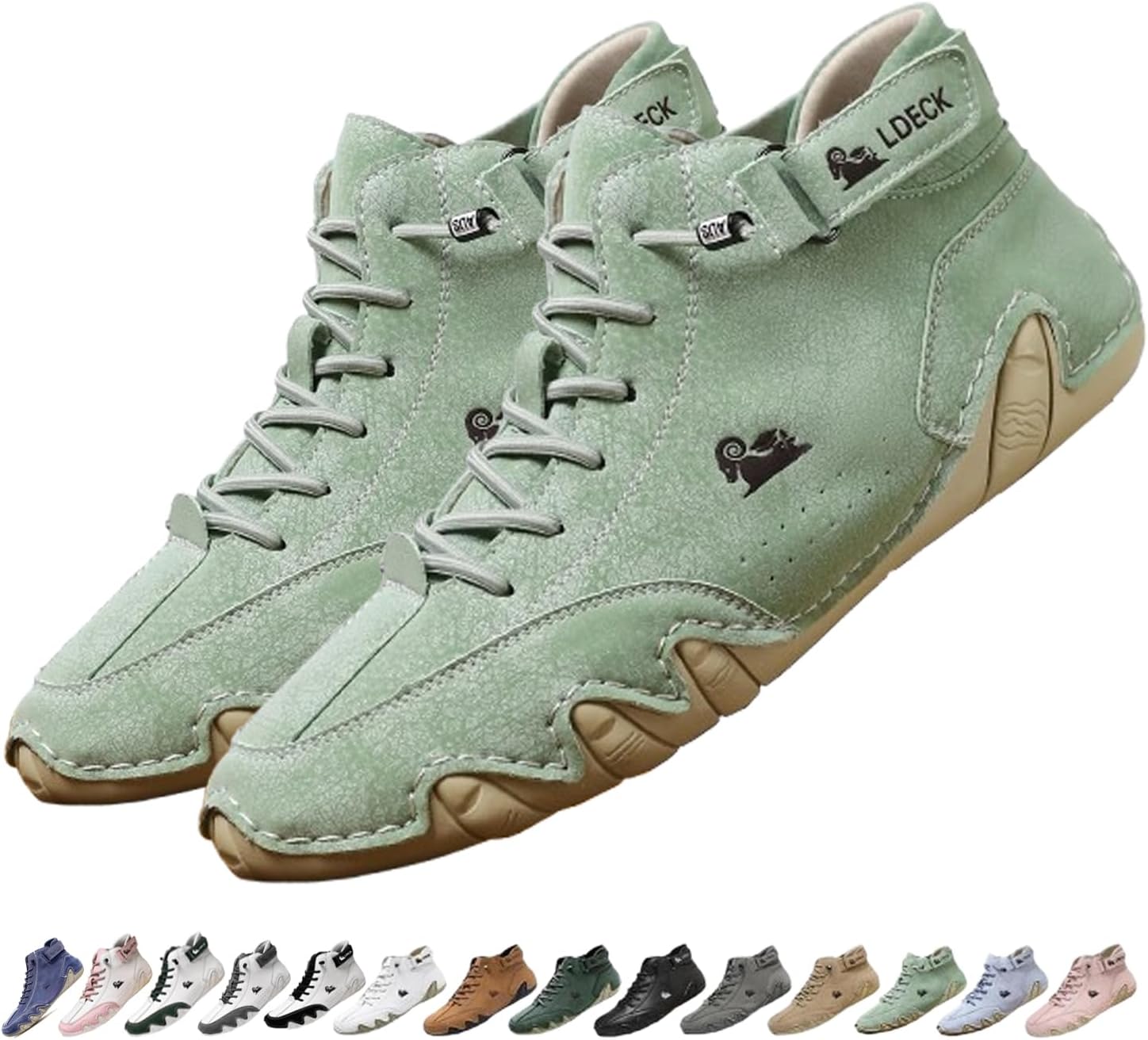 

Мужские и женские ортопедические ботинки Чакка ручной работы из кожи, водонепроницаемые легкие ботинки для вождения, удобные для прогулок и нескользящие для походов Generic, зеленый