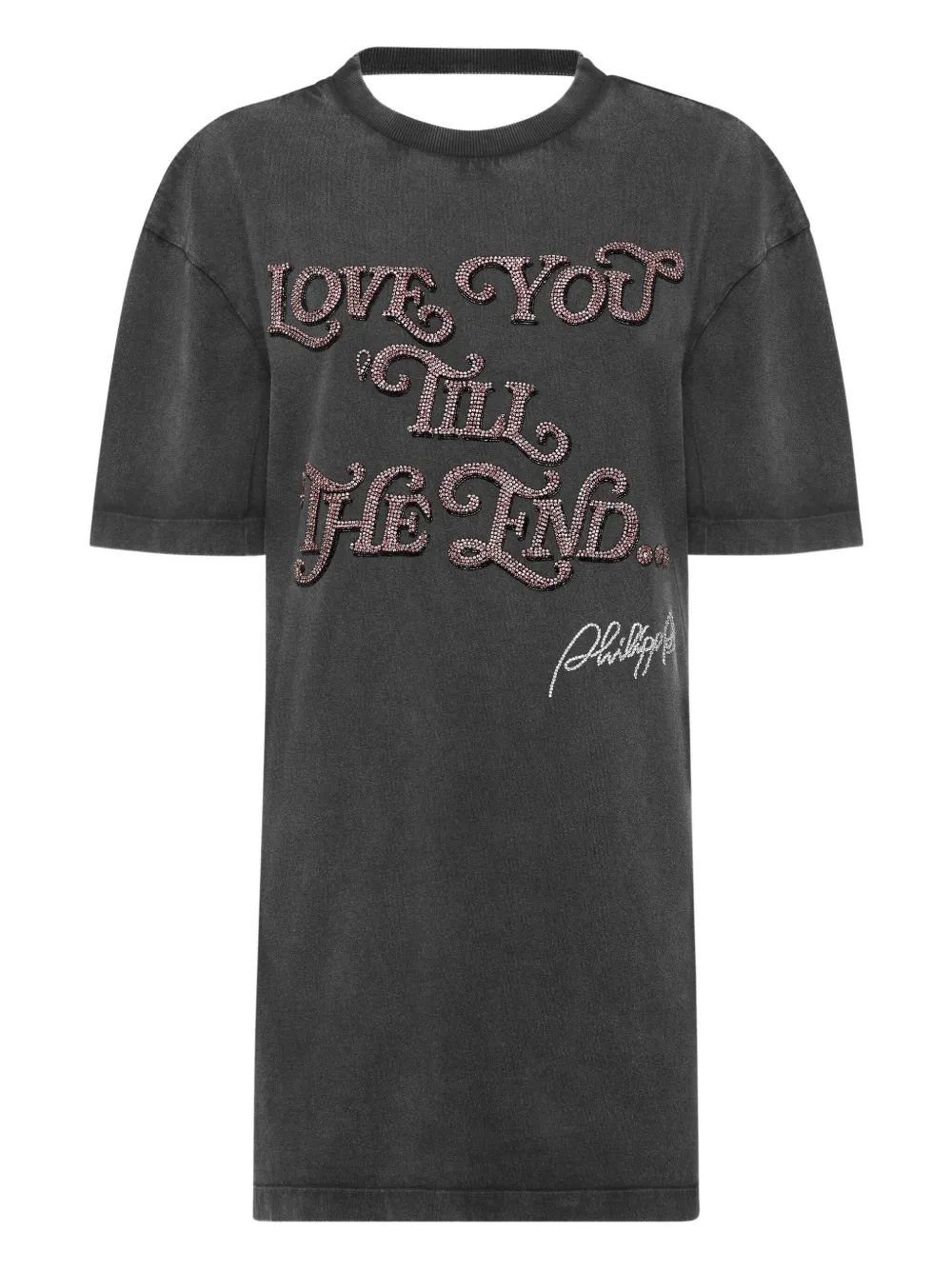 

Декорированное платье мини с открытой спиной Philipp Plein, черный