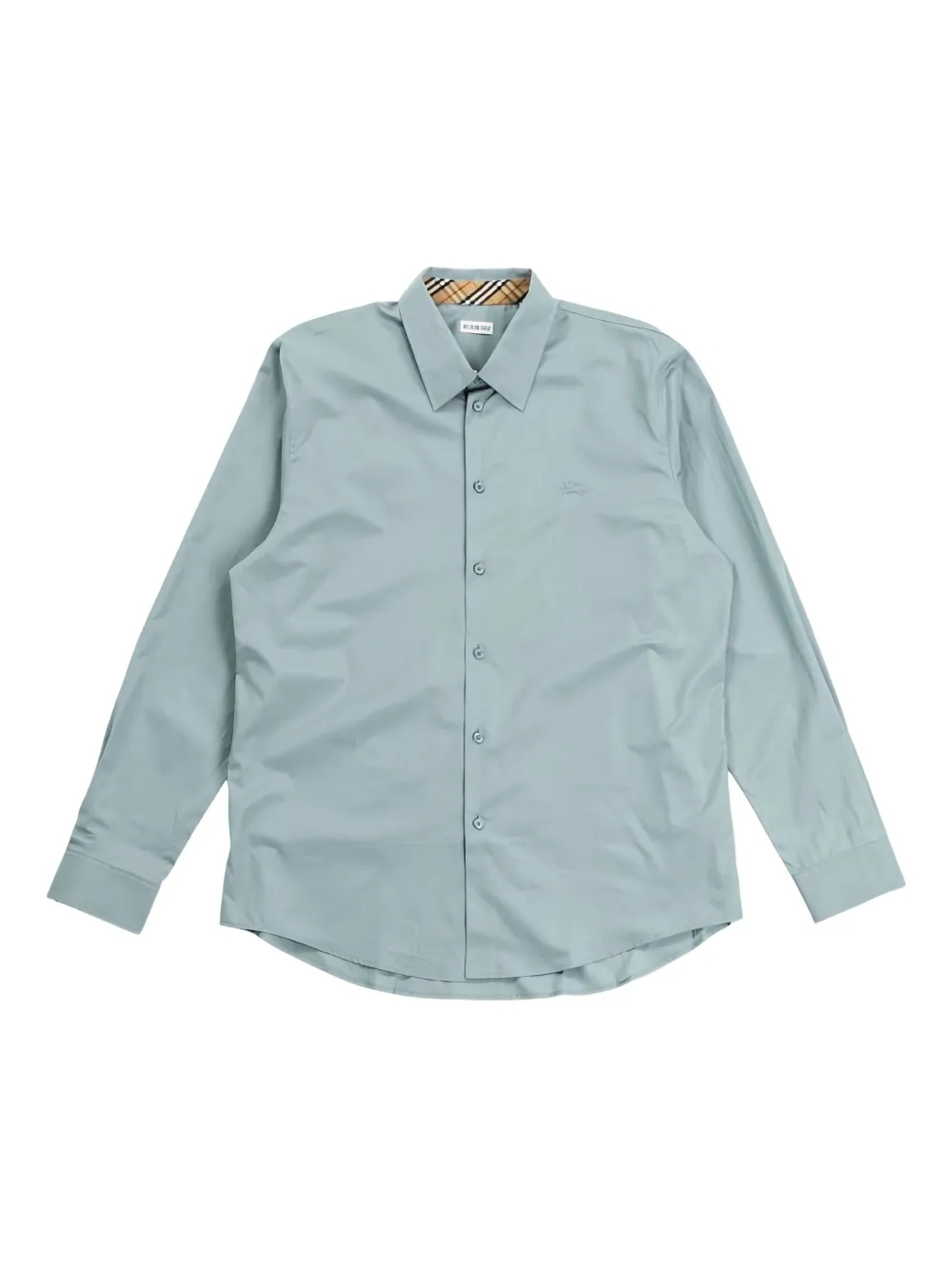 

Поплиновая рубашка с вышитым логотипом BURBERRY, синий