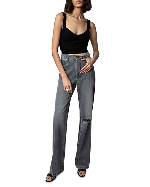 Рваные расклешенные джинсы Evy в цвете Gris Zadig & Voltaire, цвет Gray — фото 3