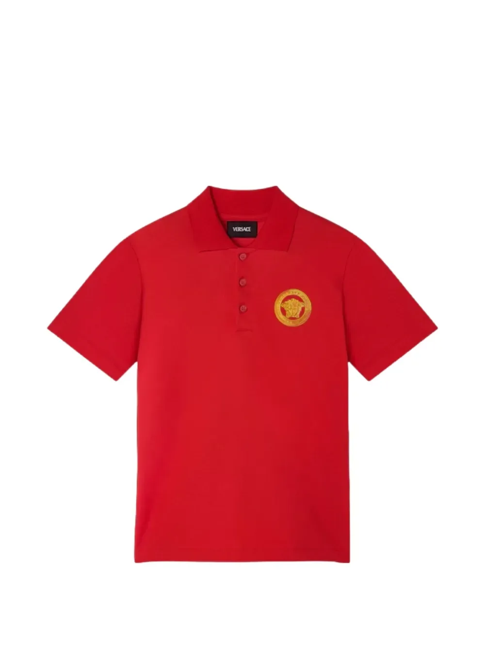 Поло с принтом Медузы Versace Kids, красный