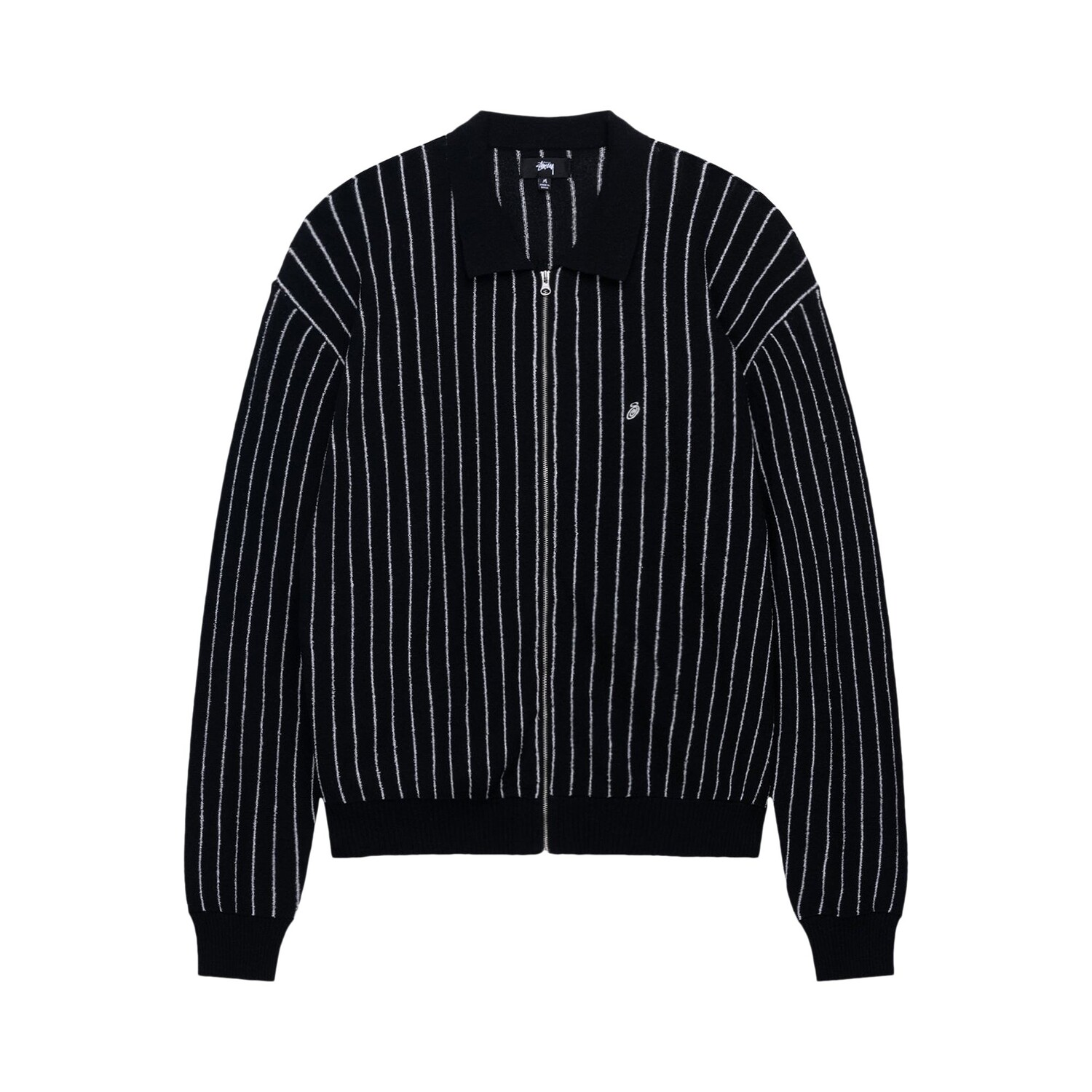 

Легкая рубашка-поло на молнии с длинными рукавами Stussy, цвет Черная полоска
