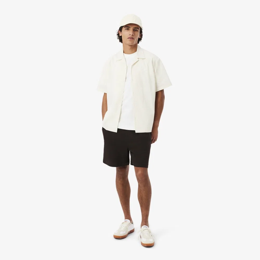 Мужская футболка Lacoste из крепа, хлопок 100%, цвет слоновая кость — фото 4