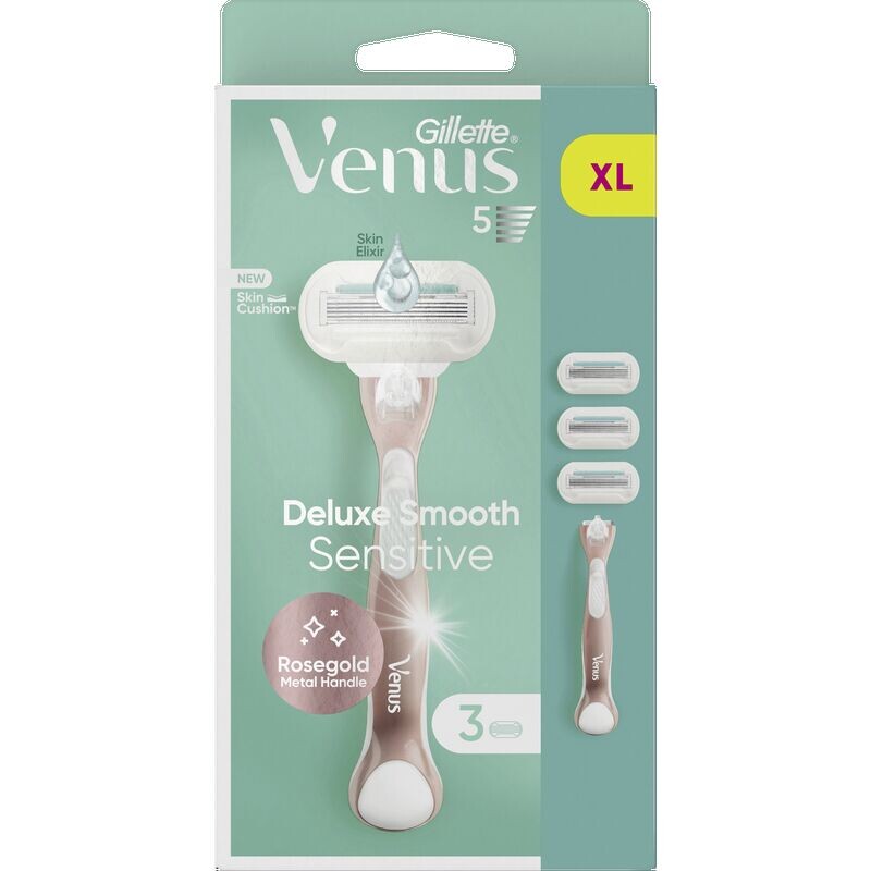 

Бритва Deluxe Smooth Sensitive розовое золото с 3 лезвиями Gillette Venus, 1 шт.