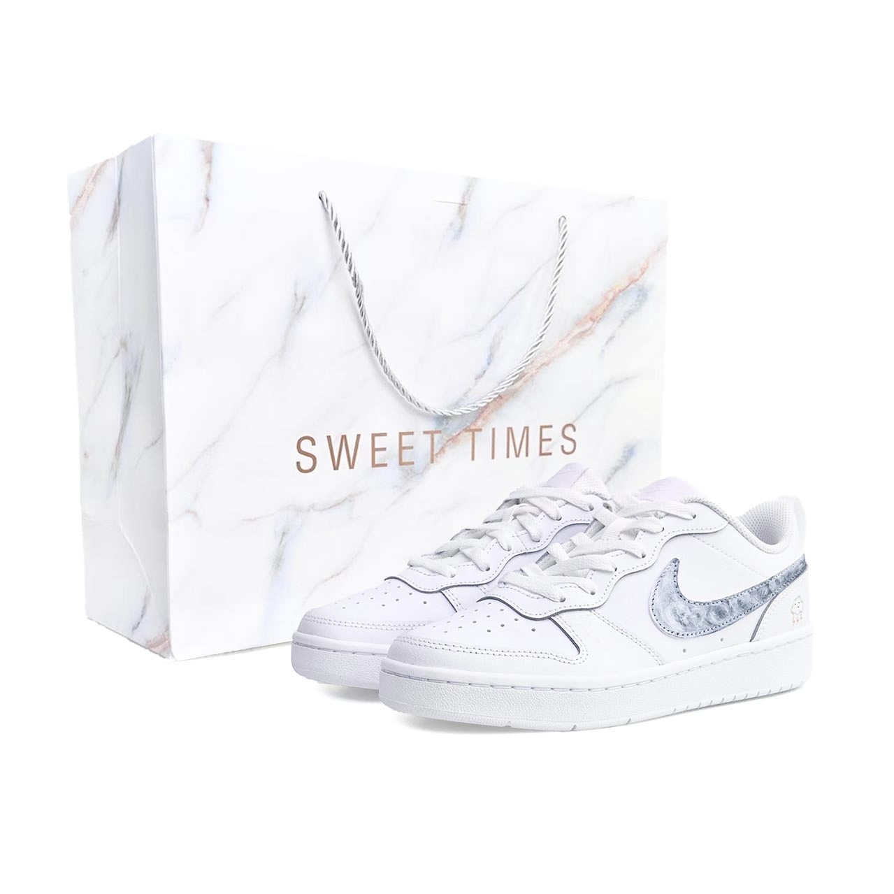 

Детские скейтерские кроссовки Court Borough для младших школьников Nike, белый/серый