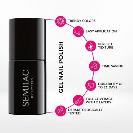 Лак для ногтей Semilac UV Shimmer Color 320 Shimmer Dust Beige 7ml - интенсивный и стойкий цвет для ногтей — фото 2