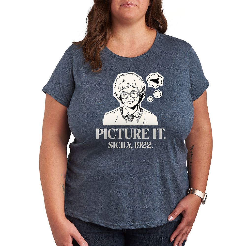 

Футболка Plus Golden Girls Picture It Sicily с рисунком Licensed Character, цвет Heather Blue