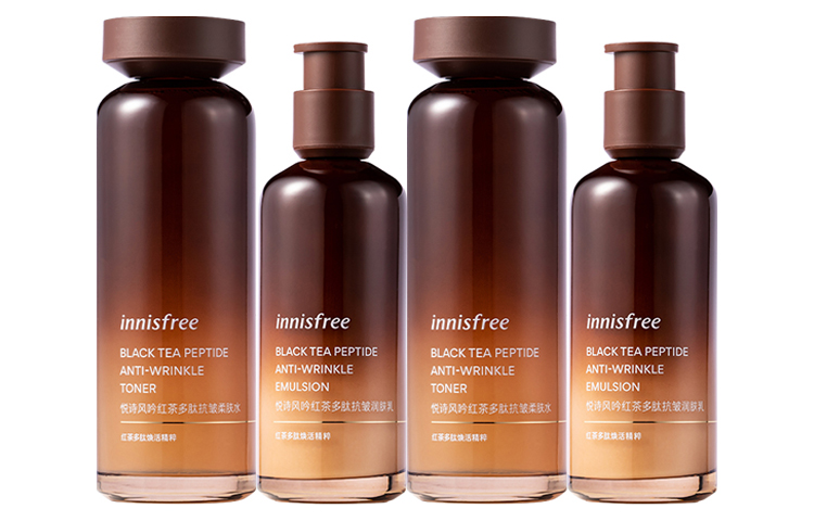 Набор средств по уходу за кожей Innisfree Black Tea Peptide: тонер, 160 мл*2 и эмульсия, 100 мл*2