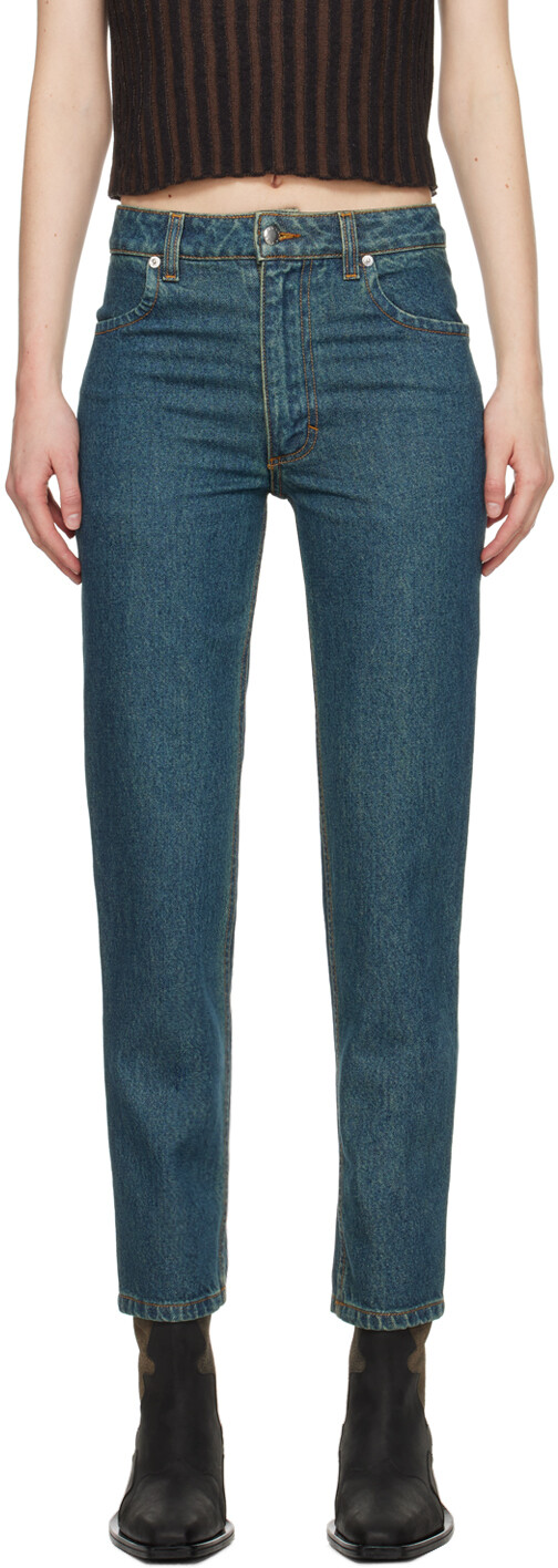 

Синие прямые джинсы Eckhaus Latta, цвет New blue