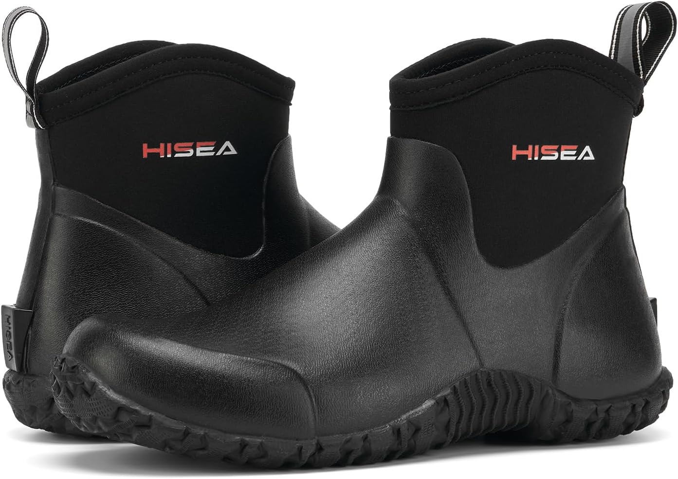 Мужские резиновые сапоги HISEA, ботинки до щиколотки для работы в саду, водонепроницаемые утепленные резиновые и неопрена, противоскользящие для работы на улице, садоводства, фермерства, кемпинга, рыбалки и работы во дворе, черный — фото 4