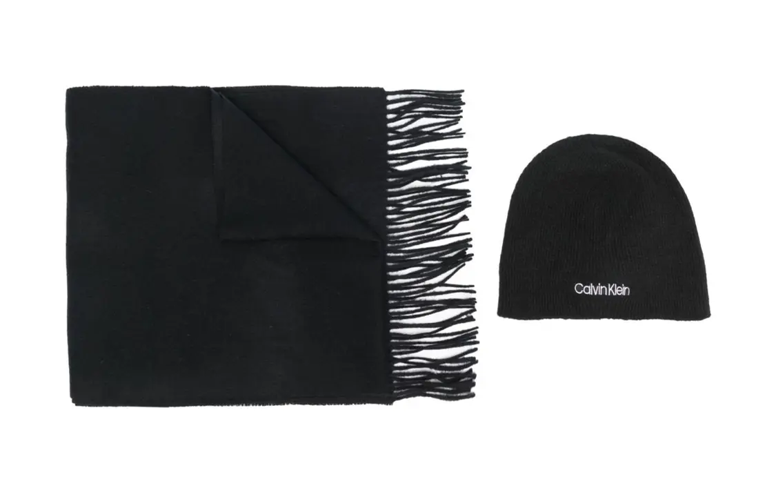 

Набор шапки и шарфа с вышитым логотипом Calvin Klein, черный