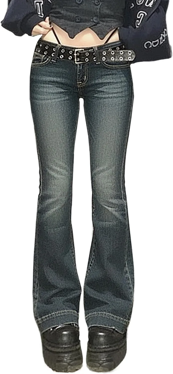 

Emmiol Bell Bottom джинсы для женщин, Flare, Stretchy, Mid-Low Rise