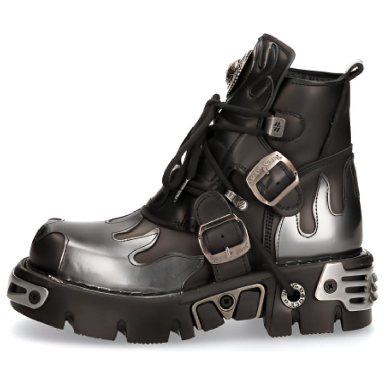 Ботинки на щиколотку 6см Unisex Black Silver NEW ROCK, черный серебряный — фото 3