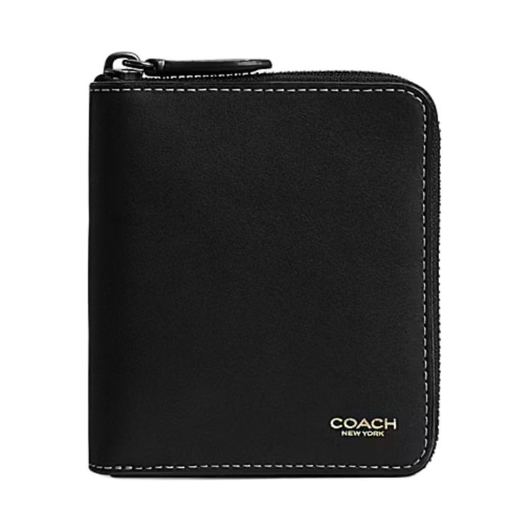 

COACH Миниатюрный кожаный кошелек-книжка унисекс черный, Black