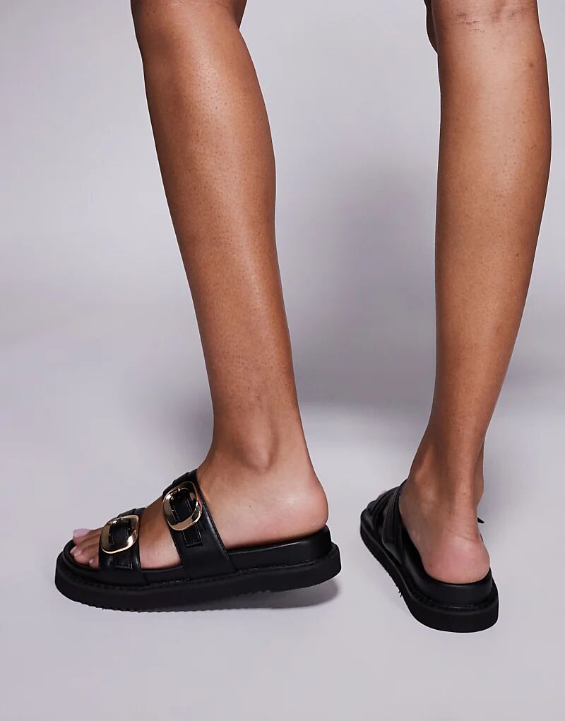 Сандалии Public Desire Lapis с двумя ремешками черного цвета — фото 2