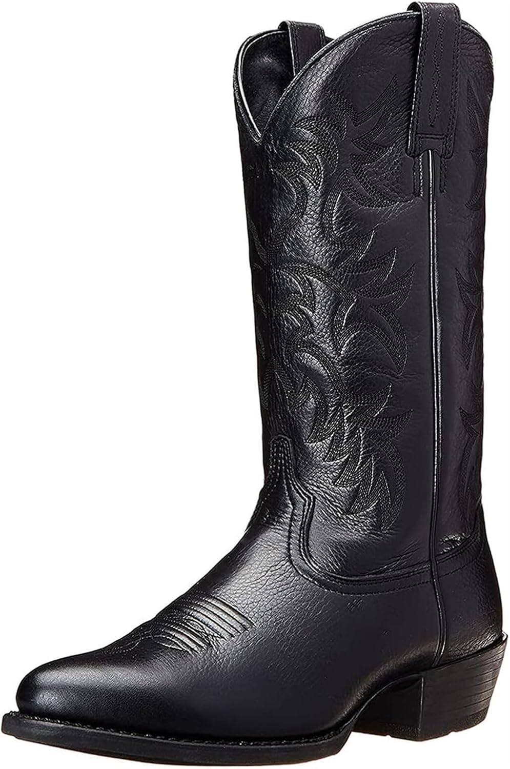 

Мужские модные ковбойские ботинки с круглым носком, устойчивые к скольжению и износу, удобные мужские ботинки Generic, черный