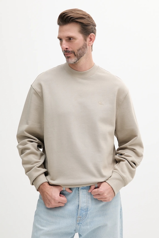 

Хлопковая толстовка Calvin Klein Jeans, бежевый