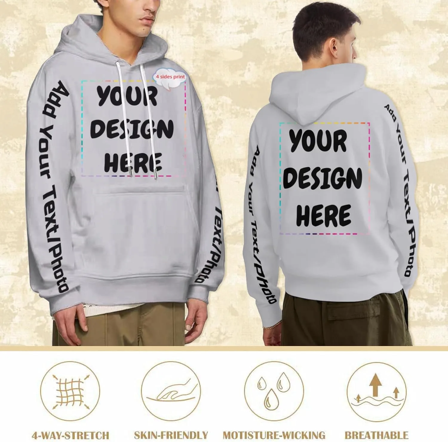 Капюшон с капюшоном Unisex Custom Casual для осени и зимы — фото 3