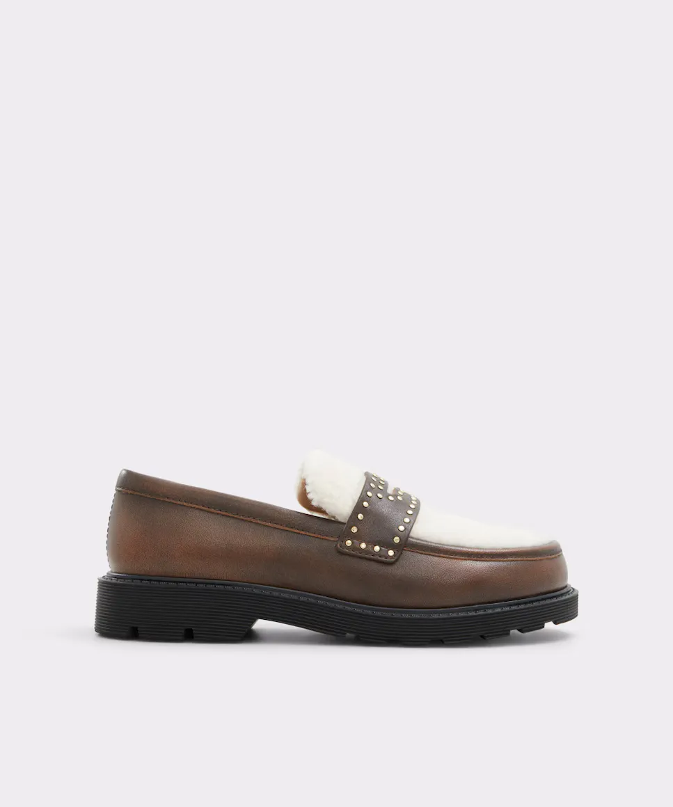 

Женские кожаные лоферы с круглым носком Aldo, коричневый