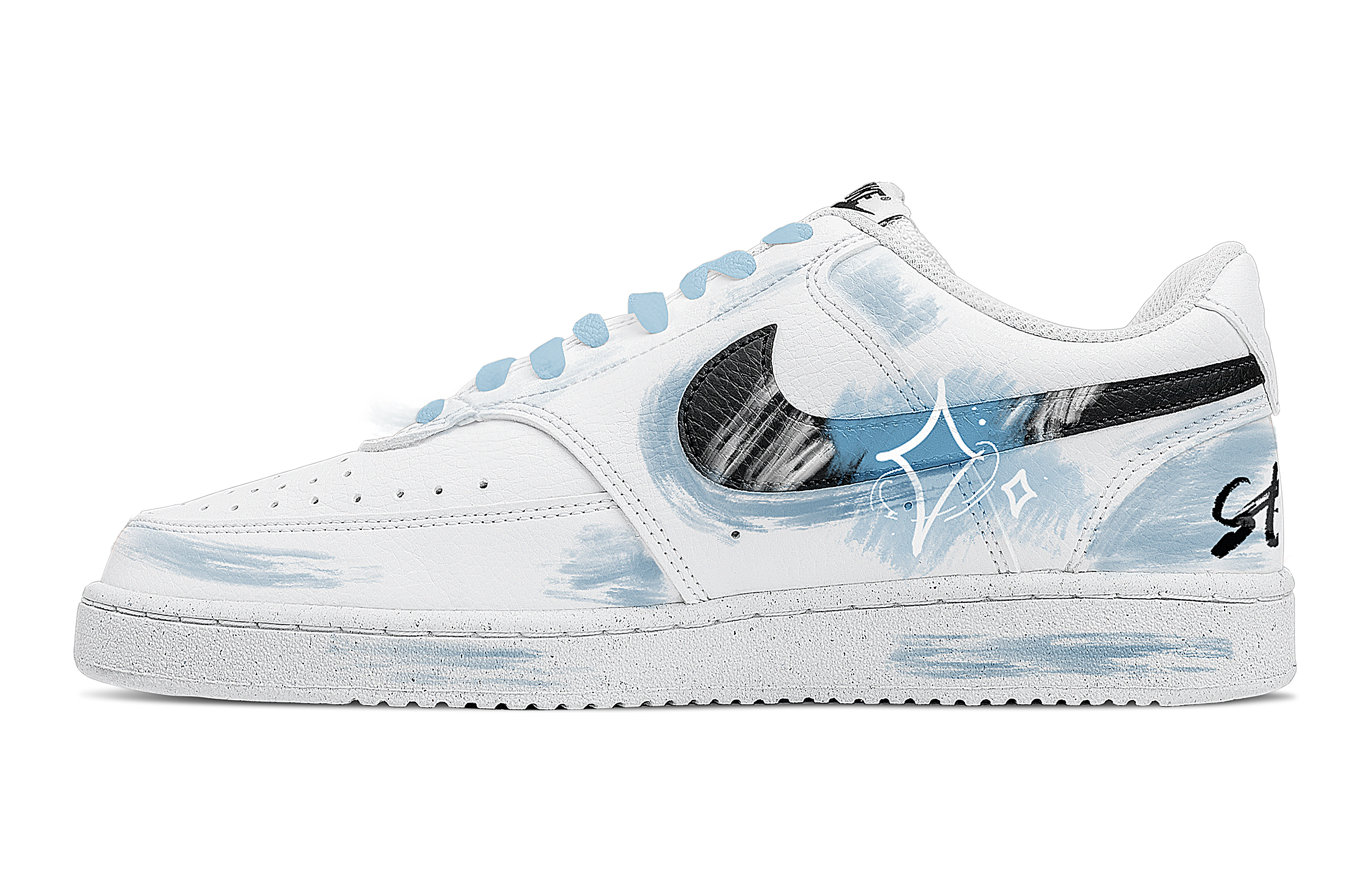 

Nike Кроссовки для скейтборда Court Vision 1 Starry Wish с низким верхом, противоскользящие, мужские, белые, синие