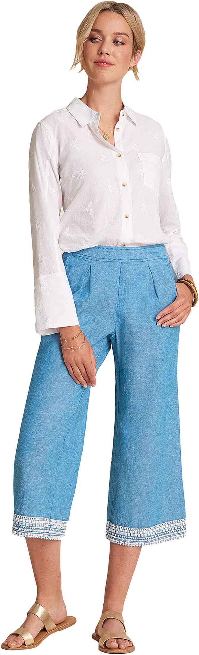 

Брюки Hatley Cropped Wide Leg Pants - Chambray, синий