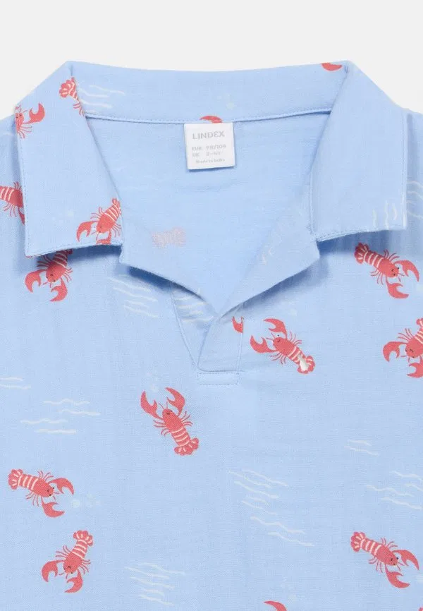 Рубашка ss, поло из ткани двойного плетения Lindex, Light Blue — фото 4