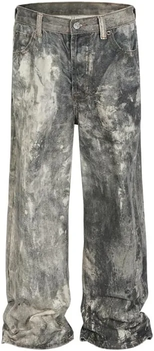 

Прямые джинсы Unisex Distressed Neutral Camouflage Splashed Ink SIDUFHAOPKLL