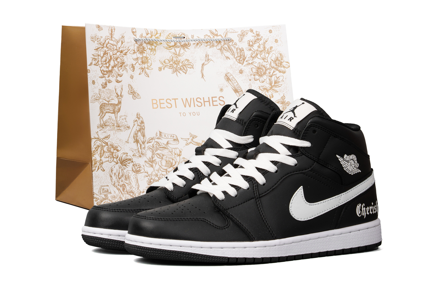 

Jordan Air 1 Slip Resistant Anti Kick Cushioning Mid top детские кроссовки для бега черно-белые для подростков