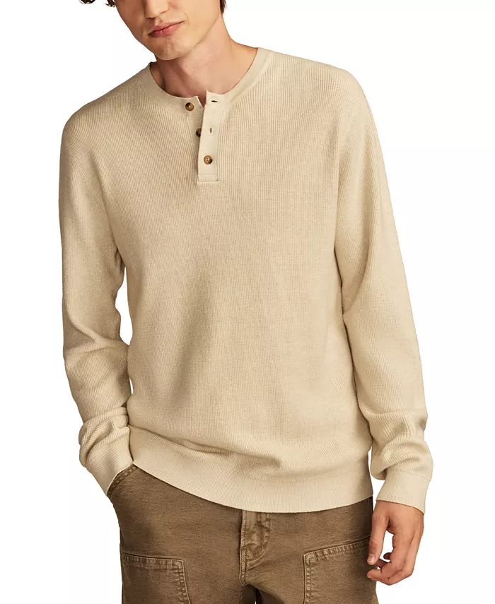 

Мужской вязаный свитер с рубчиком Henley Lucky Brand, коричневый