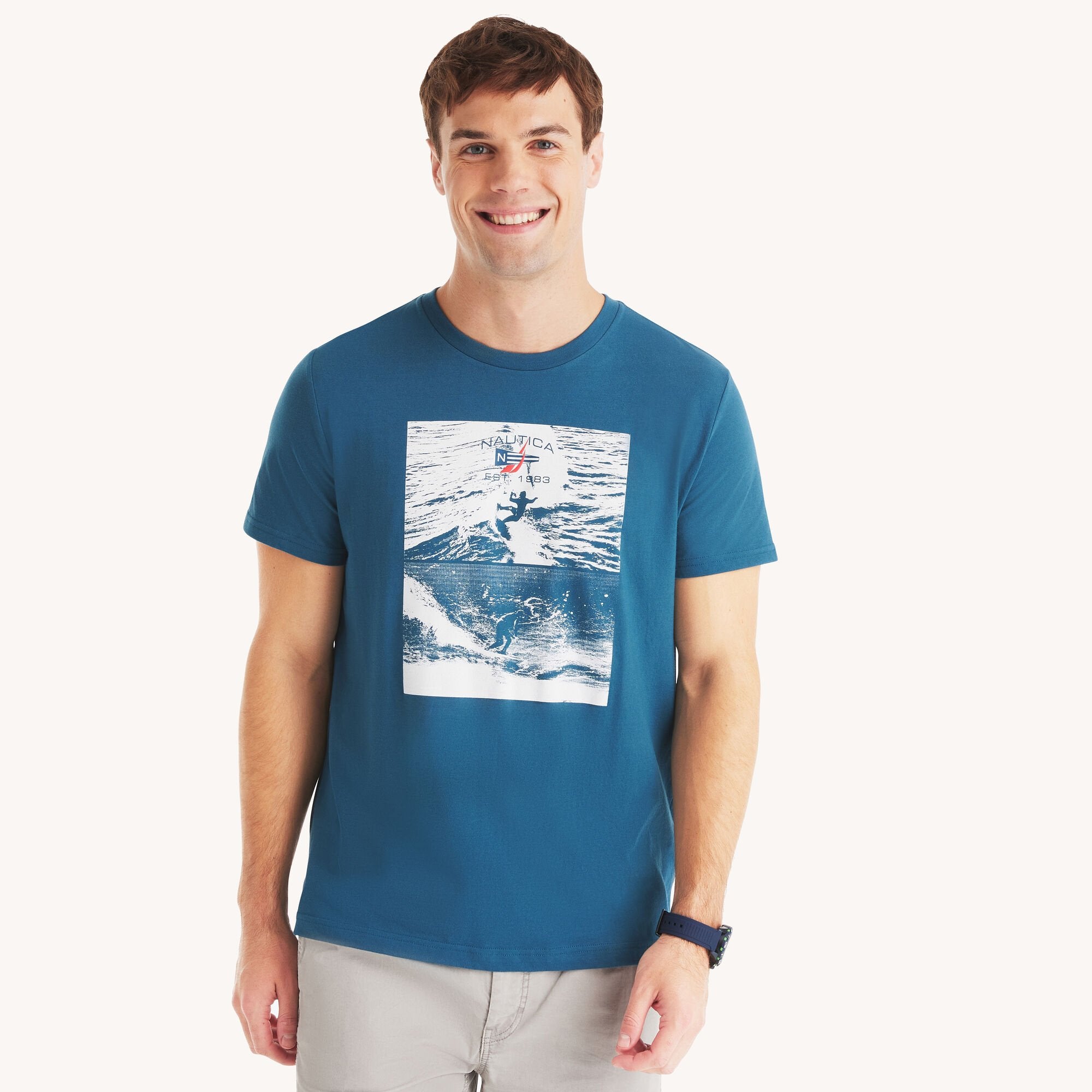 

Футболка мужская с принтом для серфинга Nautica, цвет legion blue
