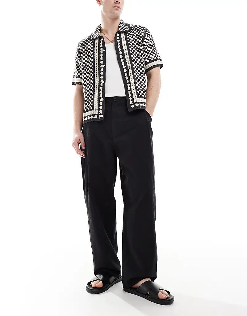 

Брюки Pull&Bear с жатым эффектом черного цвета