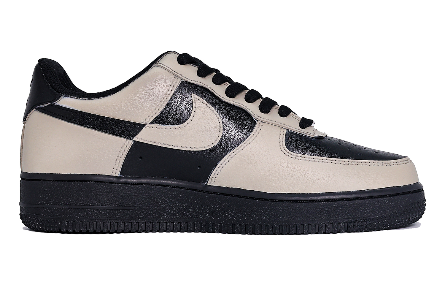 Air Force 1 амортизация, износостойкие низкие скейтборд обувь unisex Nike, бежевый/черный — фото 3